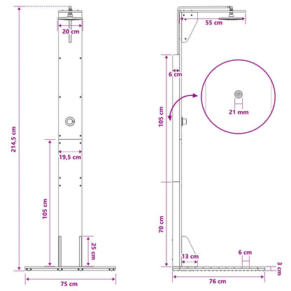 Outdoor Shower 214.5 cm Solid Douglas Wood and Stainless Steel