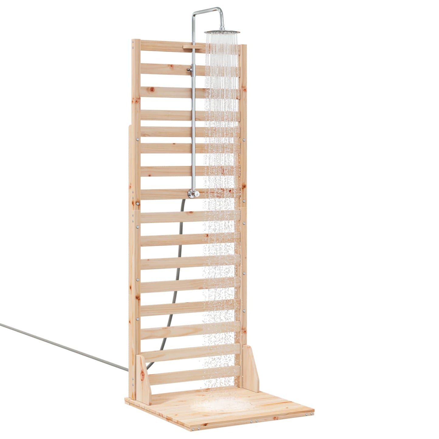 Outdoor Shower 225 cm Solid Pine Wood and Stainless Steel