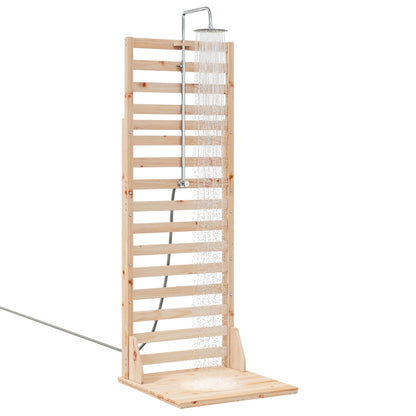 Outdoor Shower 225 cm Solid Pine Wood and Stainless Steel