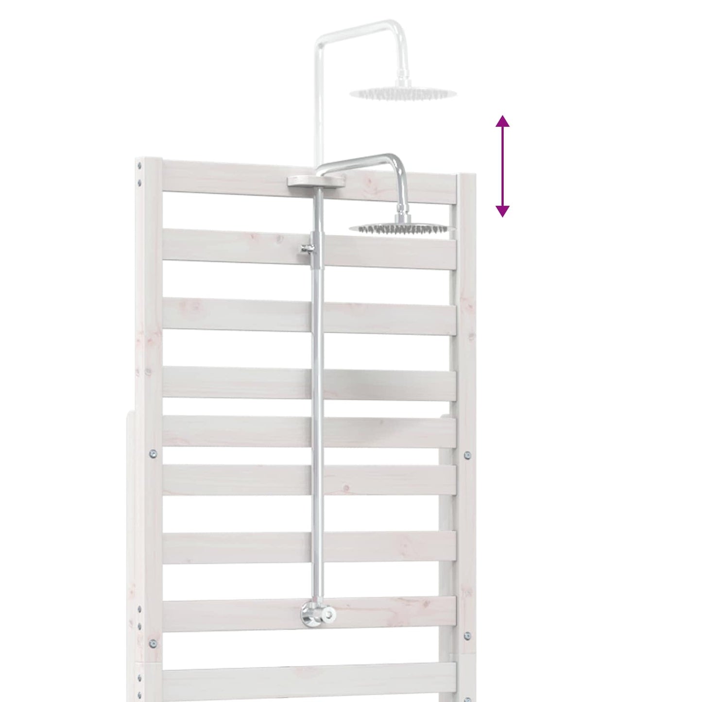 Outdoor Shower 225 cm Solid Pine Wood and Stainless Steel White