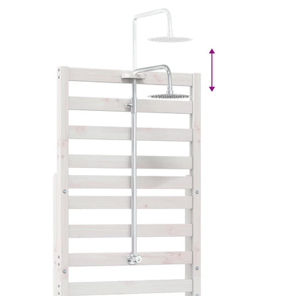 Outdoor Shower 225 cm Solid Pine Wood and Stainless Steel White