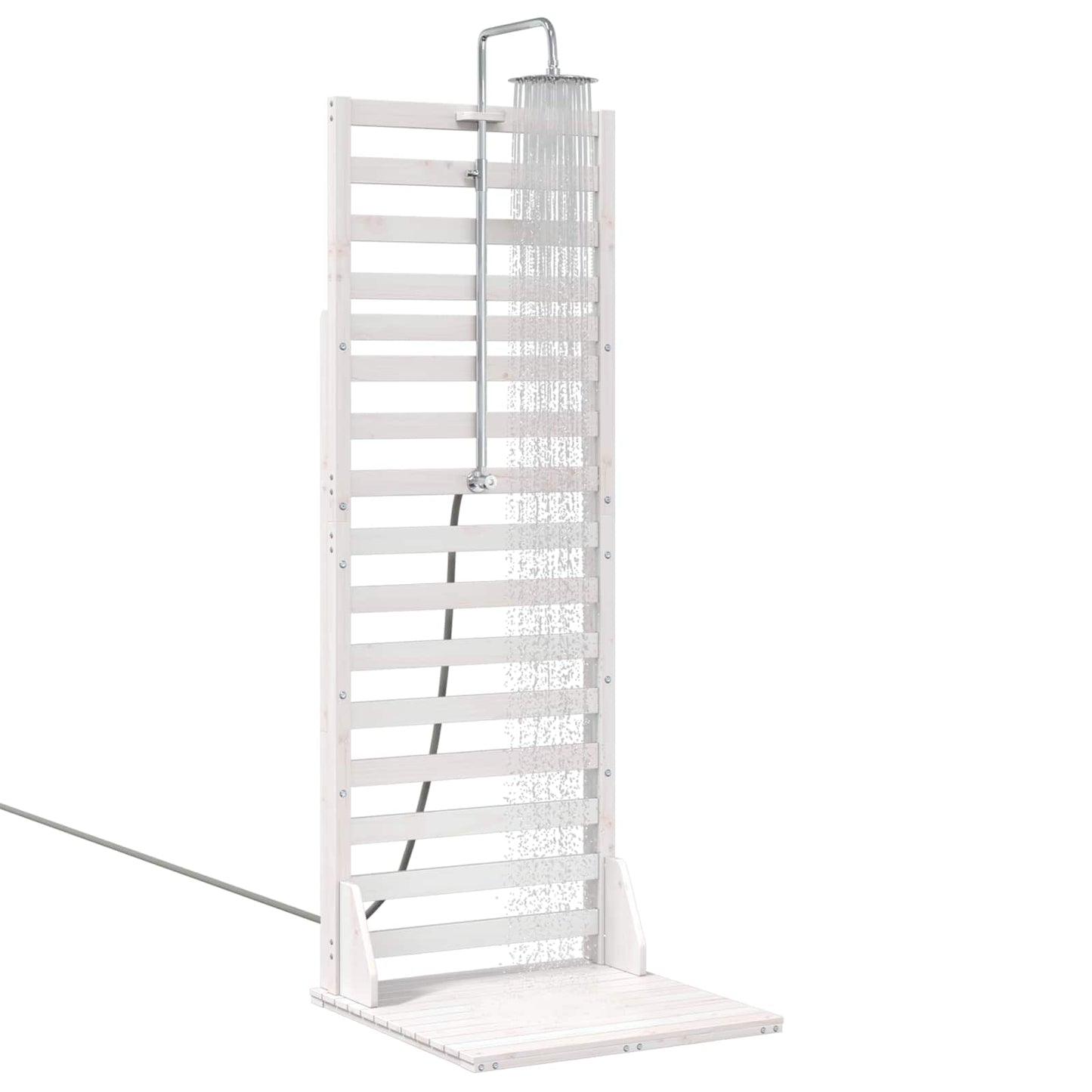 Outdoor Shower 225 cm Solid Pine Wood and Stainless Steel White