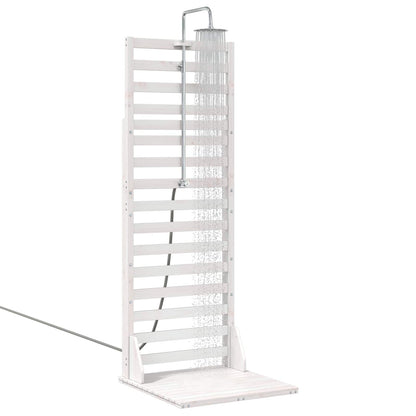 Outdoor Shower 225 cm Solid Pine Wood and Stainless Steel White