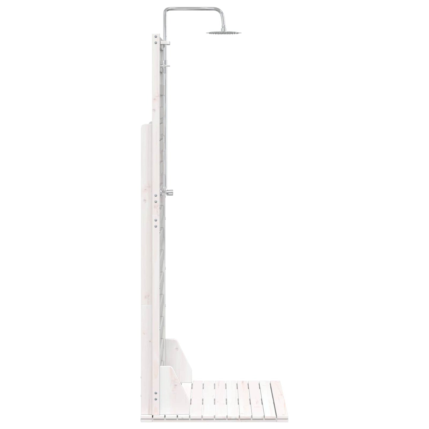 Outdoor Shower 225 cm Solid Pine Wood and Stainless Steel White