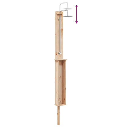 Outdoor Shower 246 cm Solid Pine Wood and Stainless Steel