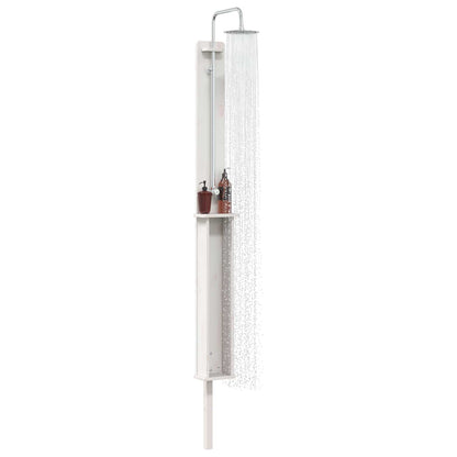 Outdoor Shower 246 cm Solid Pine Wood and Stainless Steel White