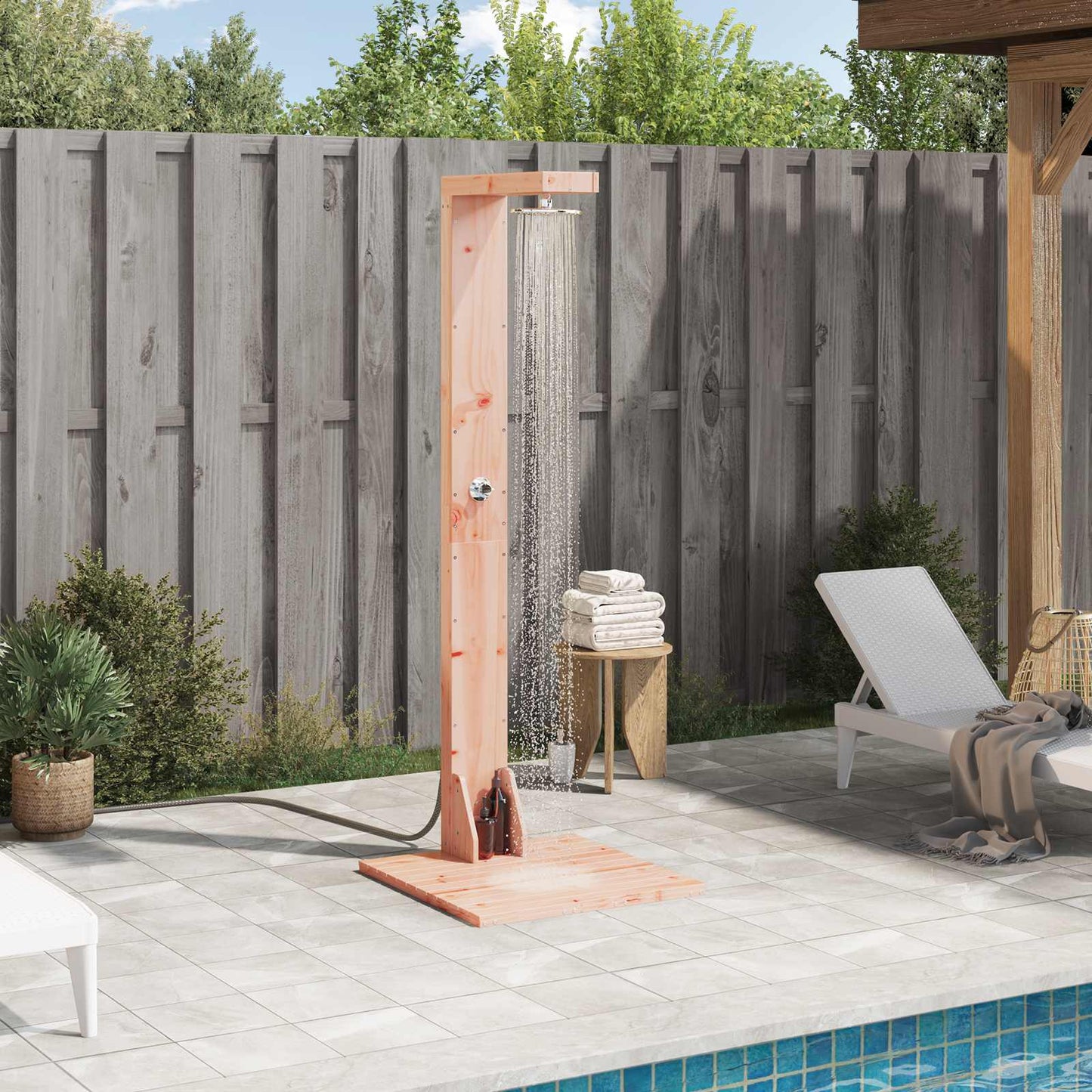 Outdoor Shower 210 cm Solid Douglas Wood and Stainless Steel