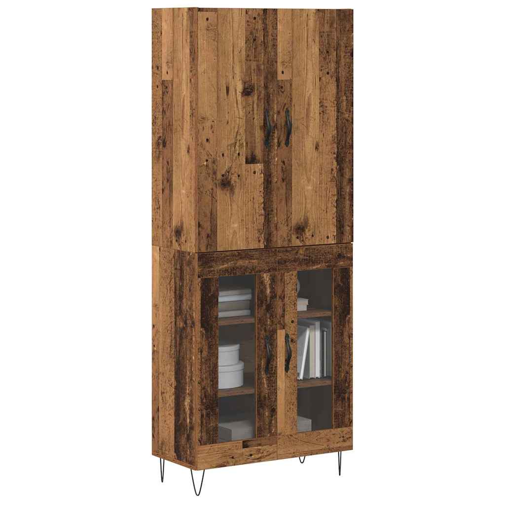 Highboard 2 pcs Old Wood Engineered Wood and Glass