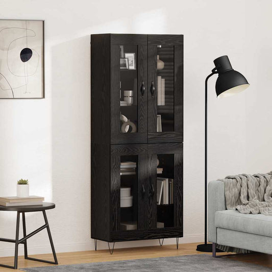 Highboard Black Oak 69.5 x 34 x 90 cm Engineered Wood