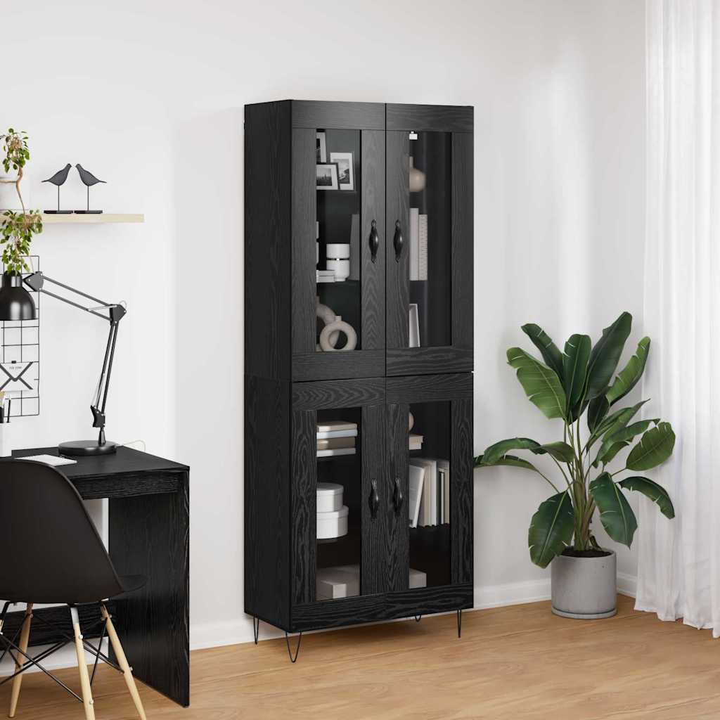 Highboard Black Oak 69.5 x 34 x 180 cm Engineered Wood