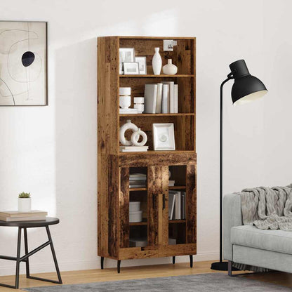 Highboard Old Wood 69.5 x 34 x 180 cm Engineered Wood and Glass