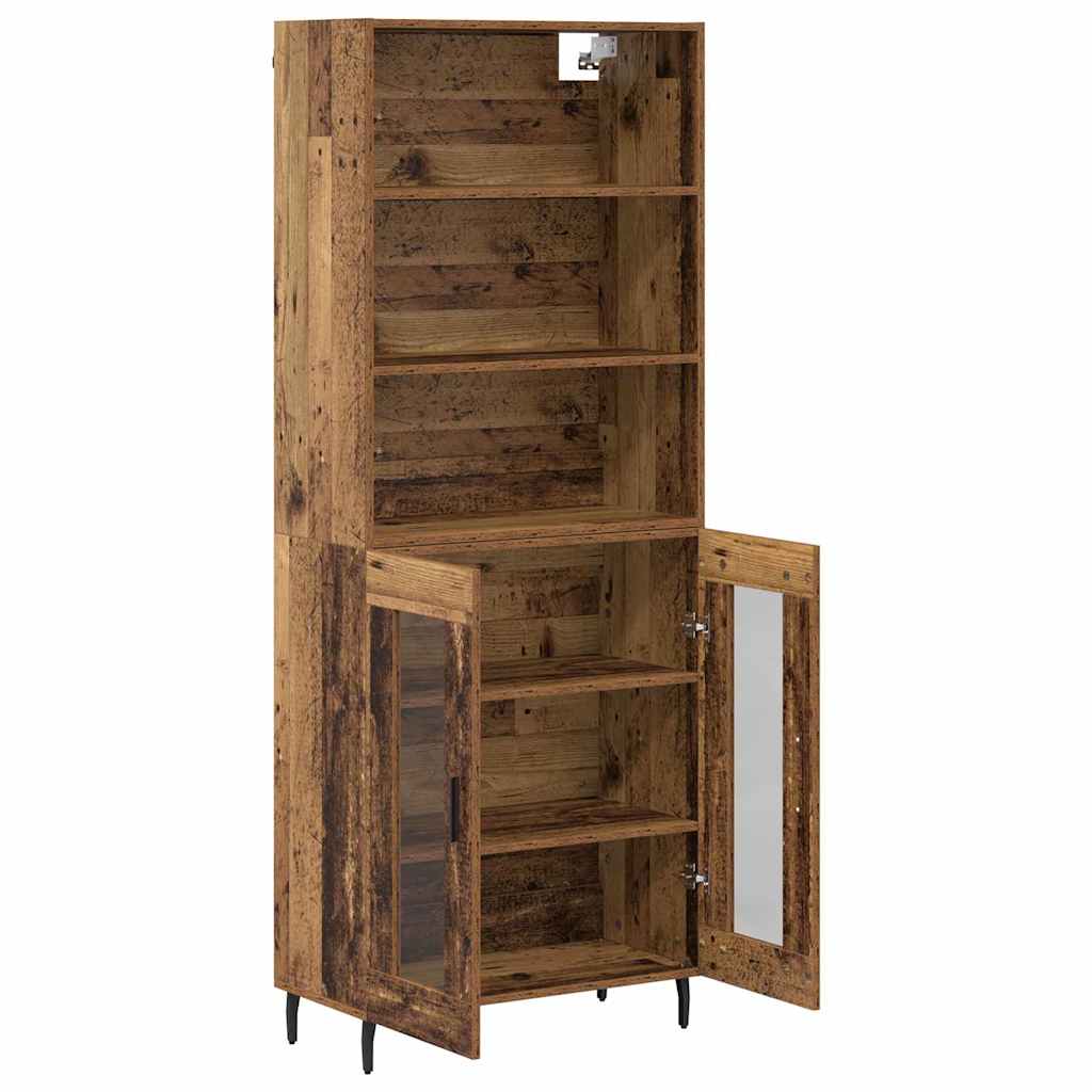 Highboard Old Wood 69.5 x 34 x 180 cm Engineered Wood and Glass