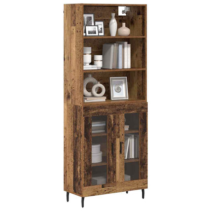 Highboard Old Wood 69.5 x 34 x 180 cm Engineered Wood and Glass