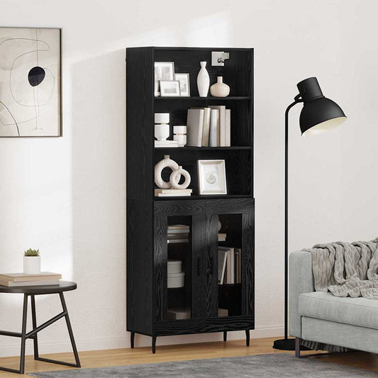 Highboard 2 pcs Black Oak 69.5 x 32.5 x 180 cm Engineered Wood
