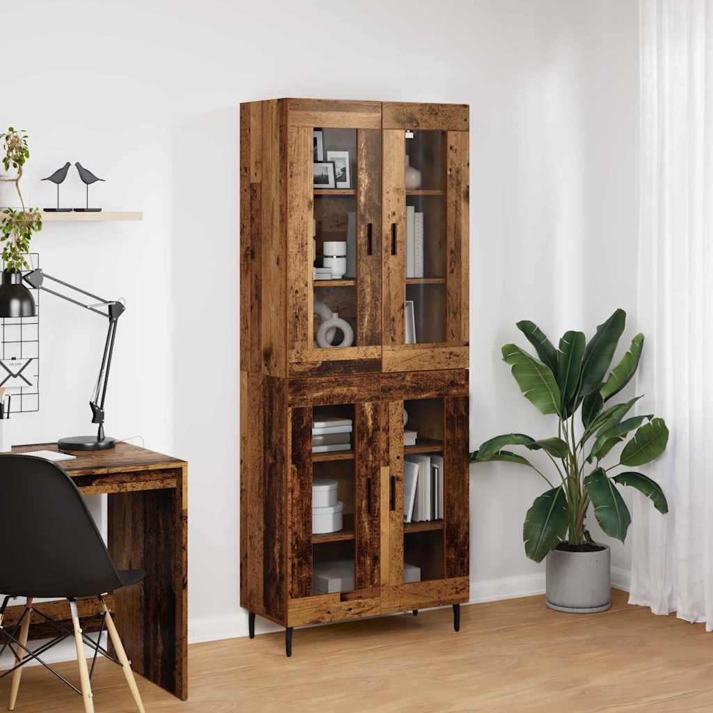 Highboard 2 pcs Old Wood Engineered Wood and Glass