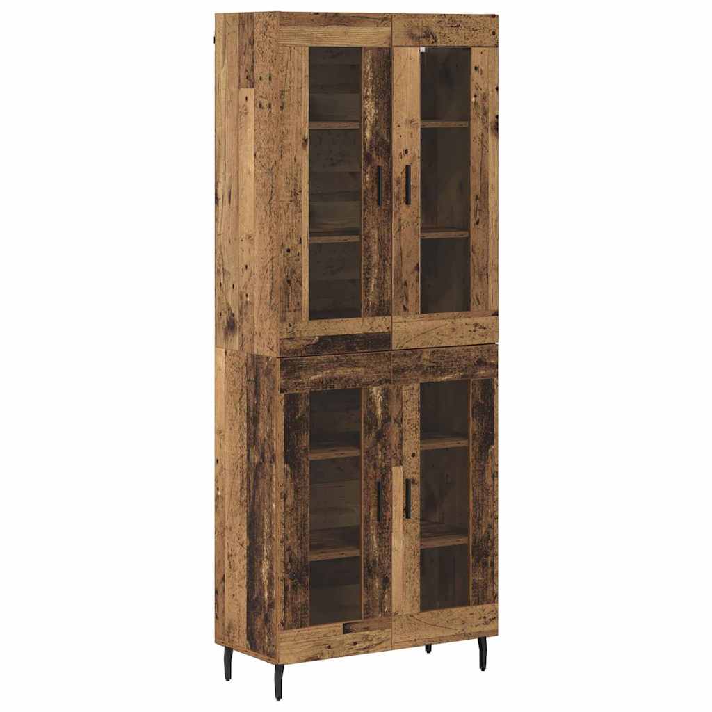 Highboard 2 pcs Old Wood Engineered Wood and Glass