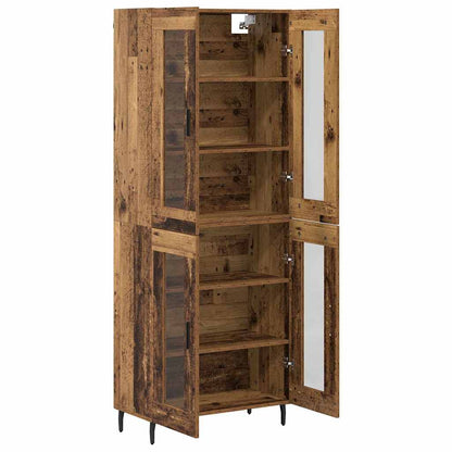 Highboard 2 pcs Old Wood Engineered Wood and Glass