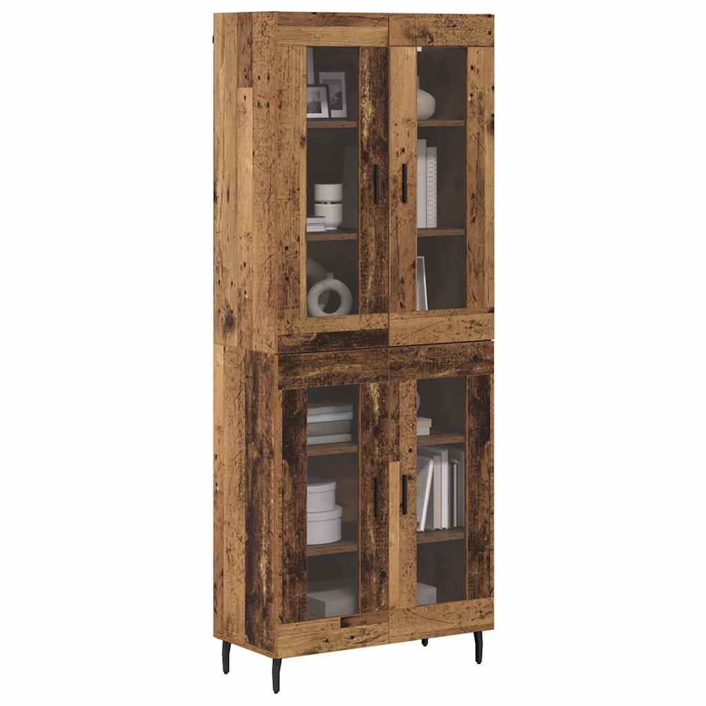 Highboard 2 pcs Old Wood Engineered Wood and Glass