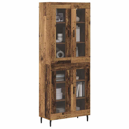 Highboard 2 pcs Old Wood Engineered Wood and Glass