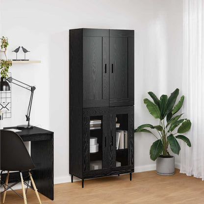 Highboard 2 pcs Black Oak Engineered Wood