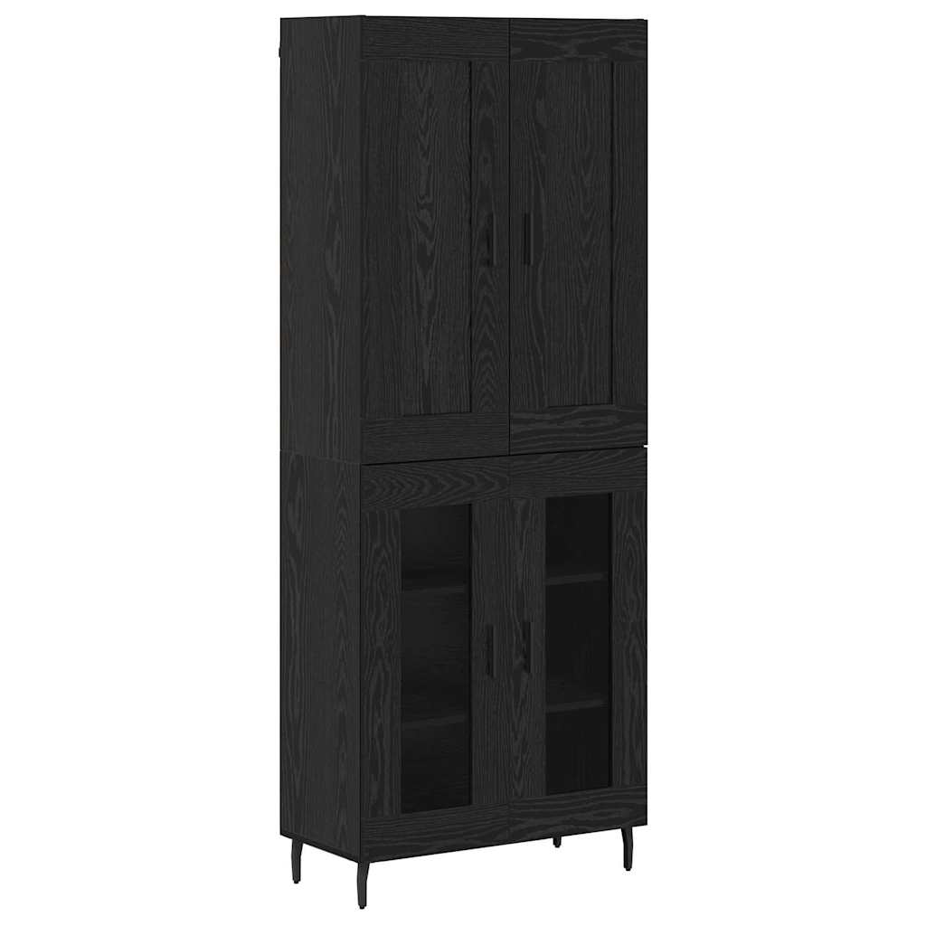 Highboard 2 pcs Black Oak Engineered Wood