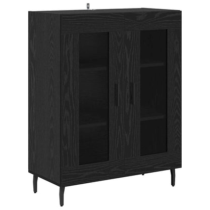 Highboard 2 pcs Black Oak Engineered Wood