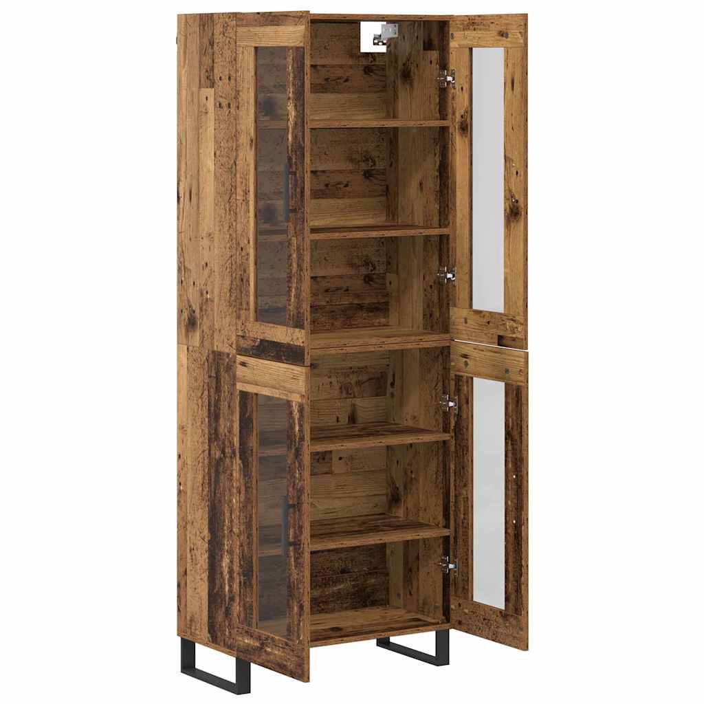 Highboard 2 pcs Old Wood Engineered Wood and Glass