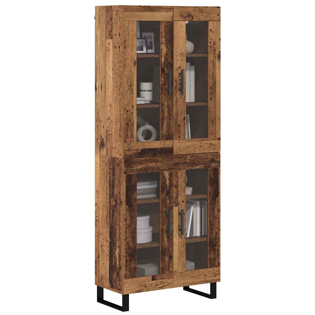 Highboard 2 pcs Old Wood Engineered Wood and Glass