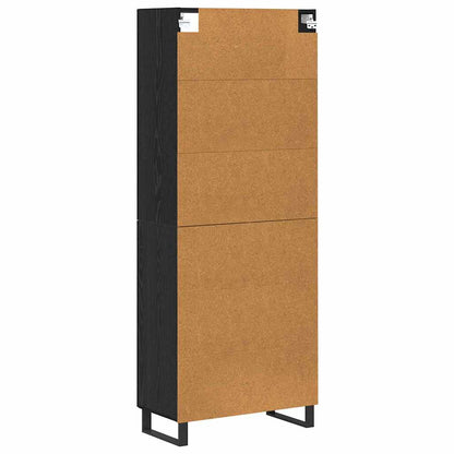 Highboard 2 pcs Black Oak Engineered Wood and Glass