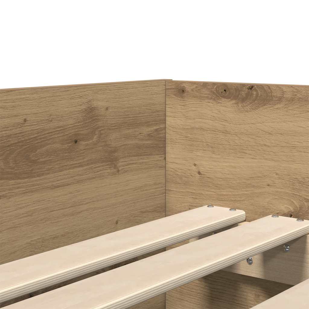 Bed Frame with Drawer Artisan Oak 100 x 200 cm Solid Pine Wood