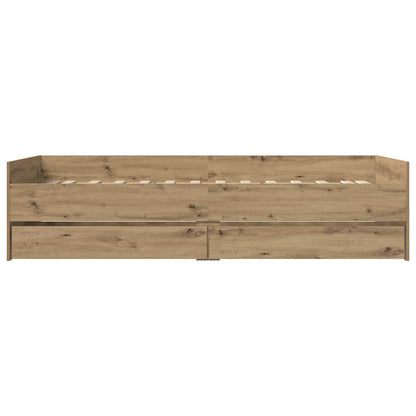 Bed Frame with Drawer Artisan Oak 100 x 200 cm Solid Pine Wood