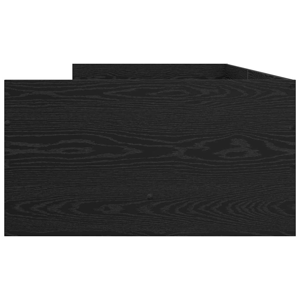 Bed Frame with Drawer Black Oak 100 x 200 cm Solid Pine Wood