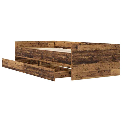 Bed Frame with Drawer Old Wood 90 x 200 cm Solid Pine Wood