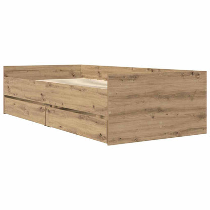 Bed Frame with Drawer Artisan Oak 90 x 200 cm Solid Pine Wood