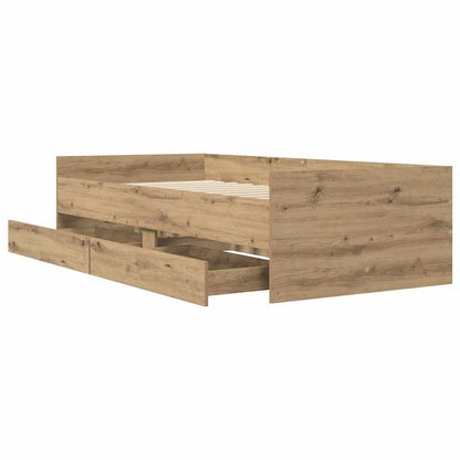 Bed Frame with Drawer Artisan Oak 90 x 200 cm Solid Pine Wood