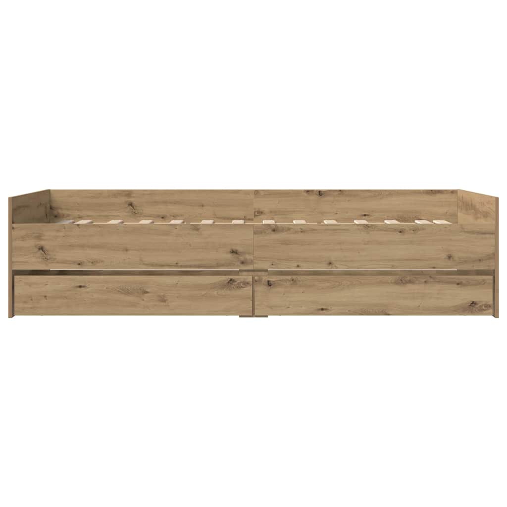 Bed Frame with Drawer Artisan Oak 90 x 200 cm Solid Pine Wood