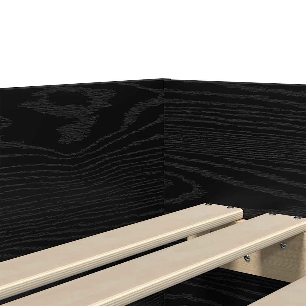 Bed Frame with Drawer Black Oak 90 x 190 cm Solid Pine Wood