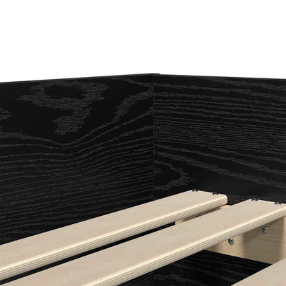Bed Frame with Drawer Black Oak 90 x 190 cm Solid Pine Wood