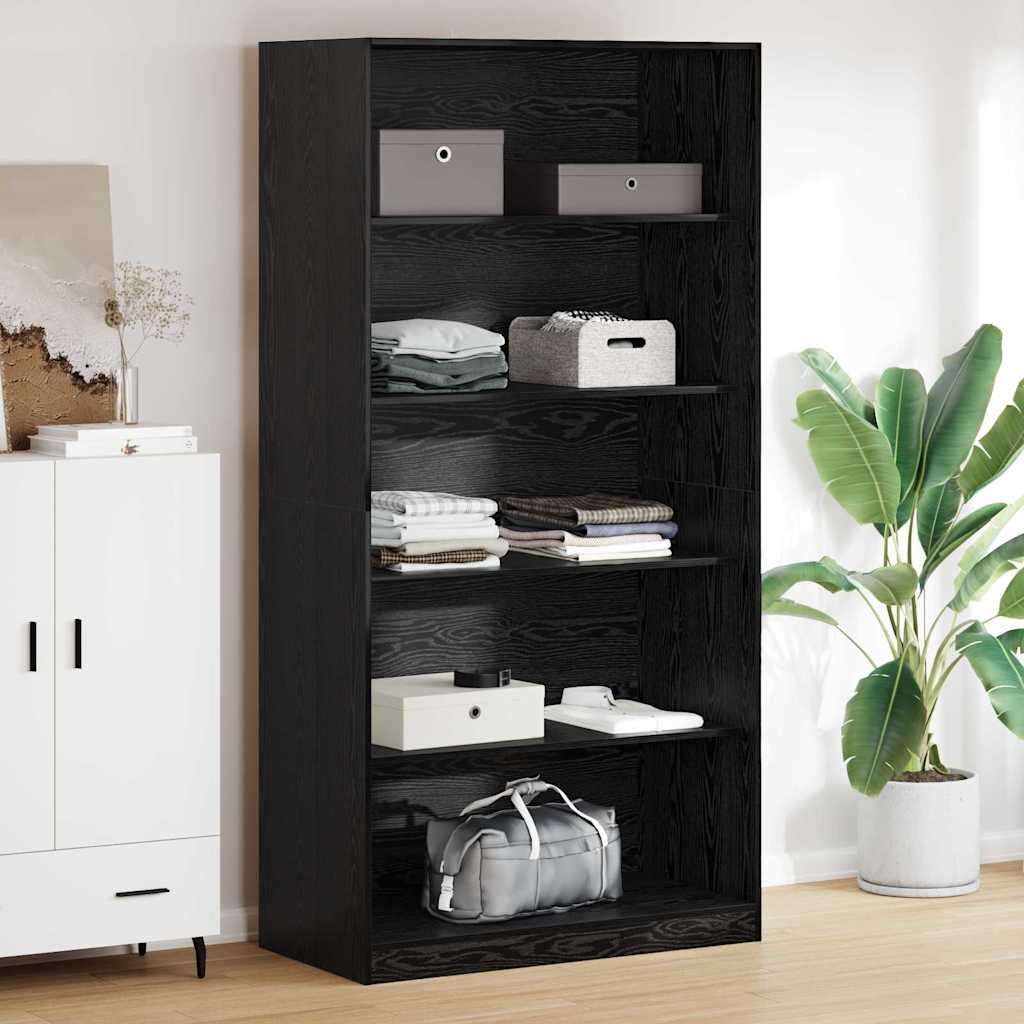 Wardrobe with Shelf Black Oak 100 x 50x 200 cm Engineered Wood