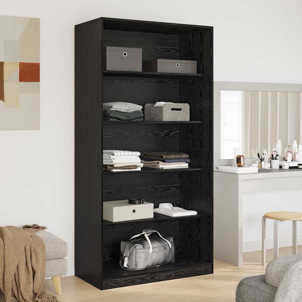 Wardrobe with Shelf Black Oak 100 x 50x 200 cm Engineered Wood