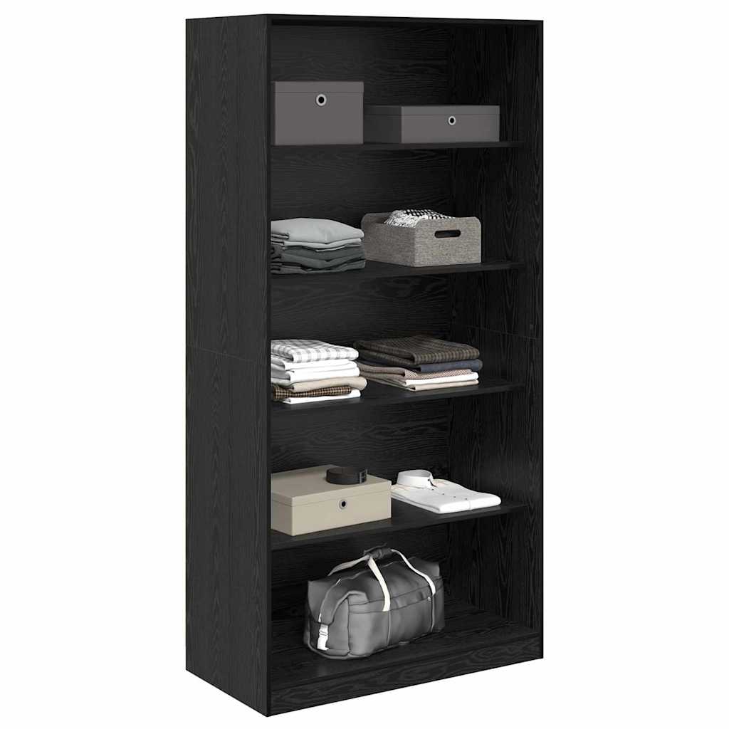 Wardrobe with Shelf Black Oak 100 x 50x 200 cm Engineered Wood