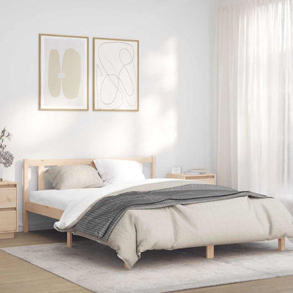 Bed Frame Natural 152 x 203 cm Solid Pine Wood