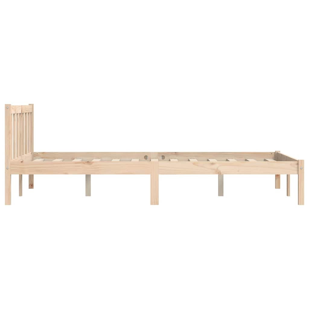 Bed Frame Natural 152 x 203 cm Solid Pine Wood