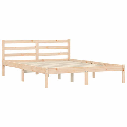 Bed Frame Natural 208.5 x 157.5 x 69.5 cm Solid Pine Wood