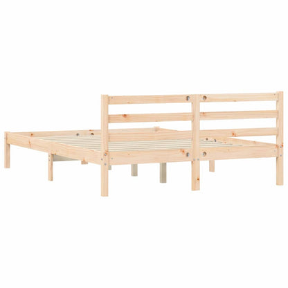 Bed Frame Natural 208.5 x 157.5 x 69.5 cm Solid Pine Wood