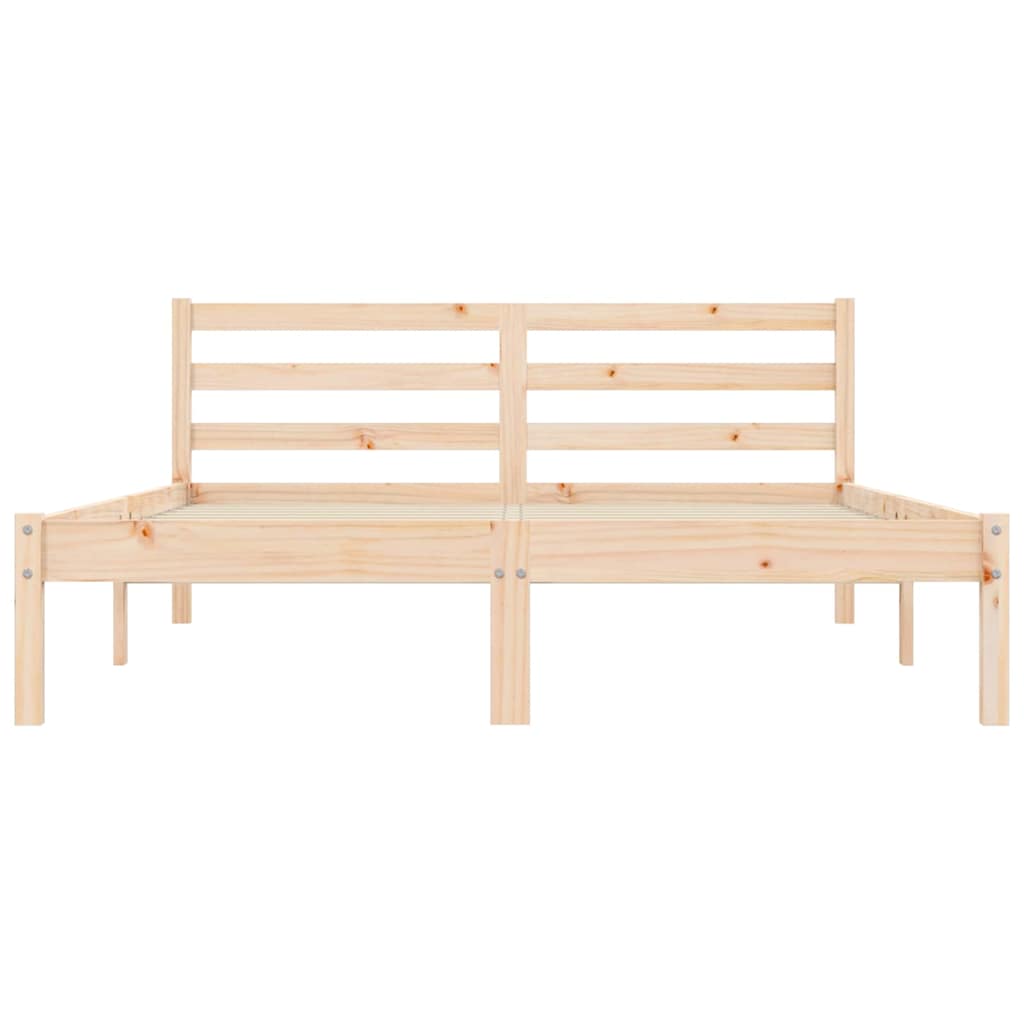 Bed Frame Natural 208.5 x 157.5 x 69.5 cm Solid Pine Wood