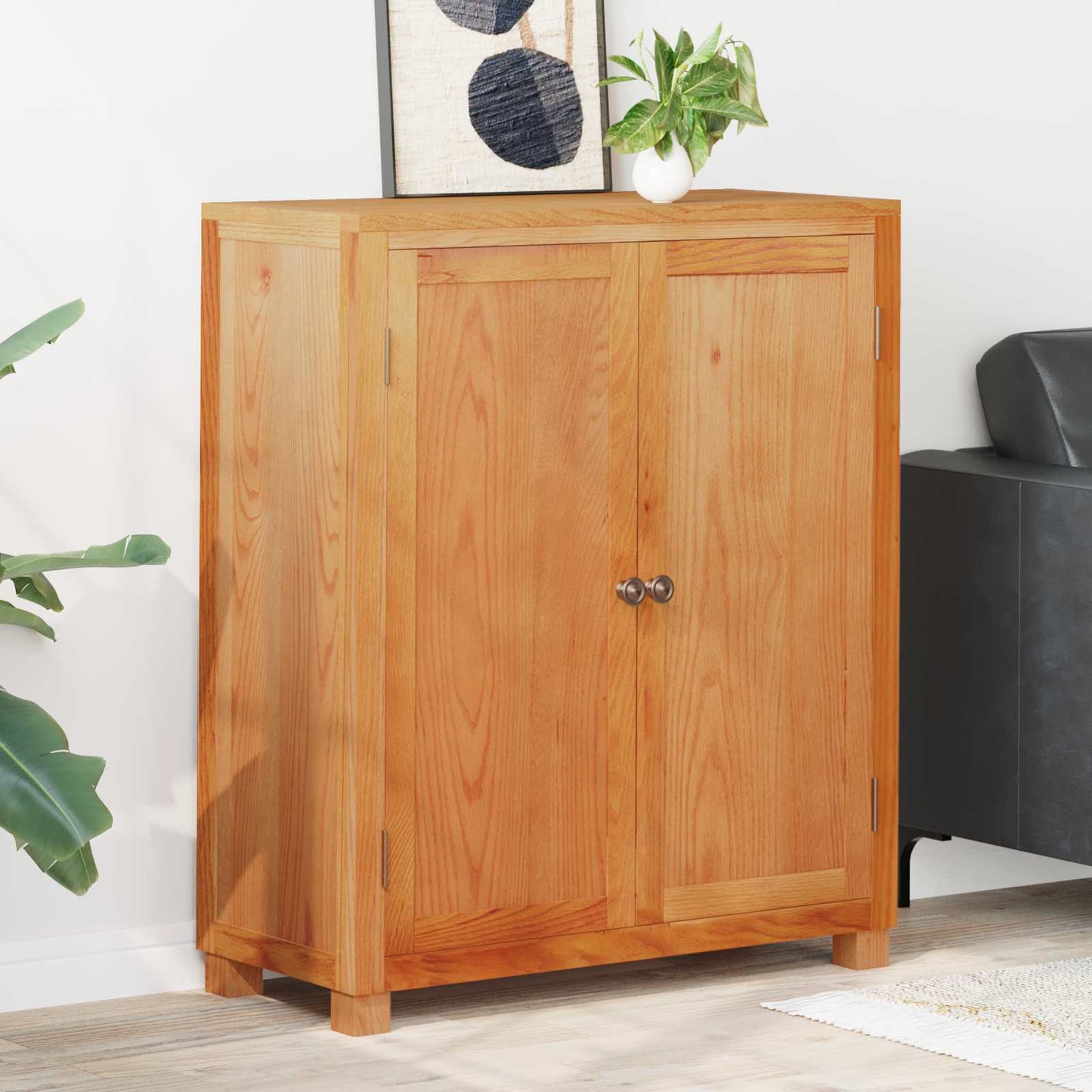 Cabinet with Storage Brown 80 x 35 x 95 cm Solid Oak Wood