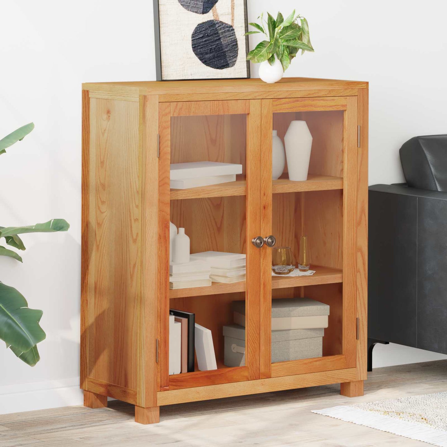 Cabinet with Shelf Brown 80 x 35 x 95 cm Solid Oak Wood