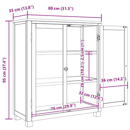 Cabinet with Shelf Brown 80 x 35 x 95 cm Solid Oak Wood