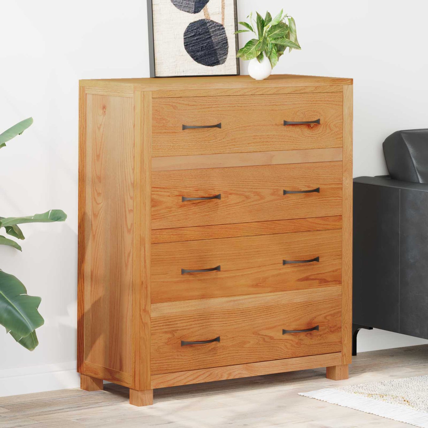 Cabinet with Drawer Brown 80 x 35 x 95 cm Solid Oak Wood